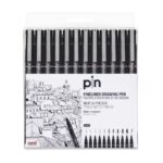 Σετ Μαρκαδόροι Uni-Ball PIN-200(S) Μαύρο 12 Τεμάχια Μόνιμη