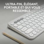Πληκτρολόγιο Bluetooth με Bάση για Tablet Logitech K380 γαλλικά Λευκό AZERTY
