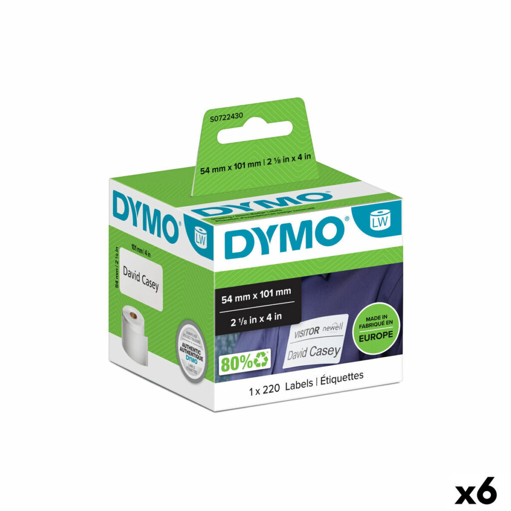 Ετικέτες για Εκτυπωτή Dymo 99014 54 x 101 mm LabelWriter™ Λευκό Μαύρο (x6)