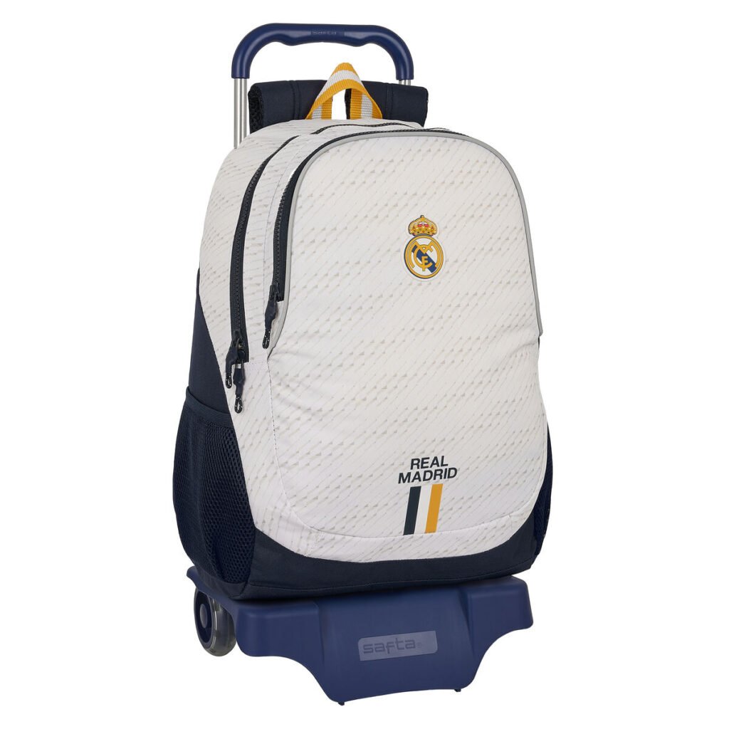 Σχολική Τσάντα με Ρόδες Real Madrid C.F. Λευκό 32 x 44 x 16 cm