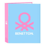 Φάκελος δακτυλίου Benetton Spring Ροζ Sky μπλε A4 27 x 33 x 6 cm