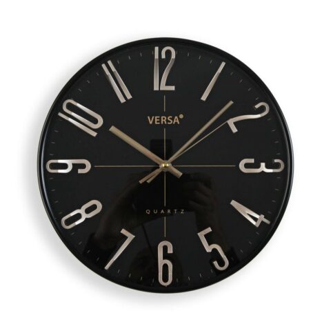 Ρολόι Τοίχου Versa Μαύρο Χρυσό Πλαστική ύλη Χαλαζίας 4
