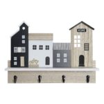 Ράφια DKD Home Decor Ράφι παλτών 39 x 9 x 27 cm Μαύρο Καφέ Λευκό Ξύλο MDF