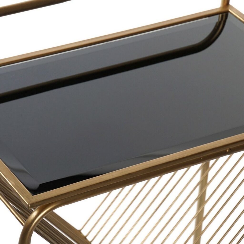 Βοηθητικό Τραπέζι DKD Home Decor Μαύρο Χρυσό Μέταλλο Κρυστάλλινο Πλαστική ύλη 48 x 30 x 63 cm