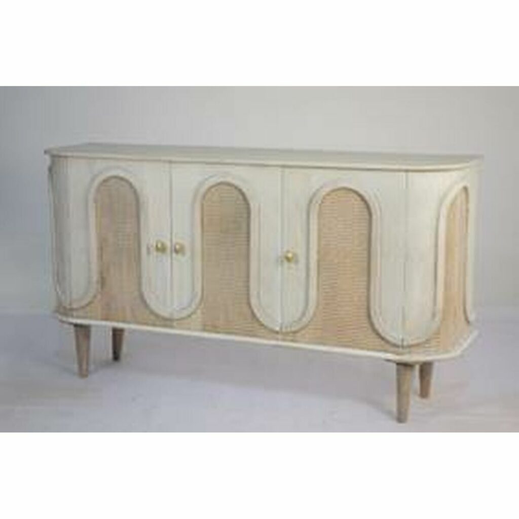 Τραπεζαρία DKD Home Decor Λευκό Χρυσό Ορείχαλκος Ξύλο από Μάνγκο 180 x 90 x 76 cm