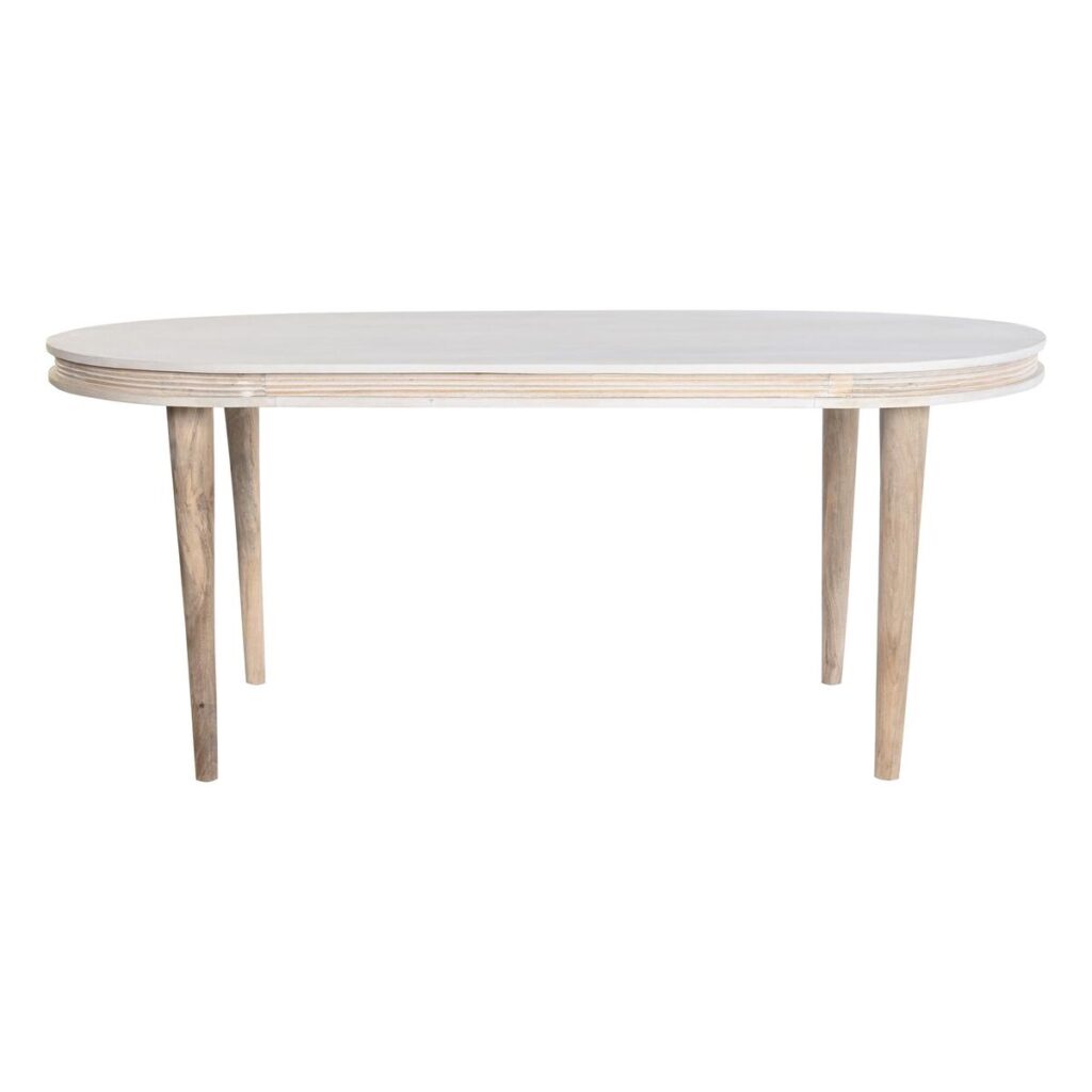 Τραπεζαρία DKD Home Decor Λευκό Χρυσό Ορείχαλκος Ξύλο από Μάνγκο 180 x 90 x 76 cm