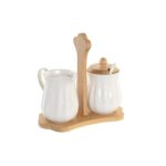Ζαχαριερα και γαλατιέρα DKD Home Decor Λευκό Διακοσμητική κανάτα Αλουμίνιο Πορσελάνη 3 Τεμάχια 19