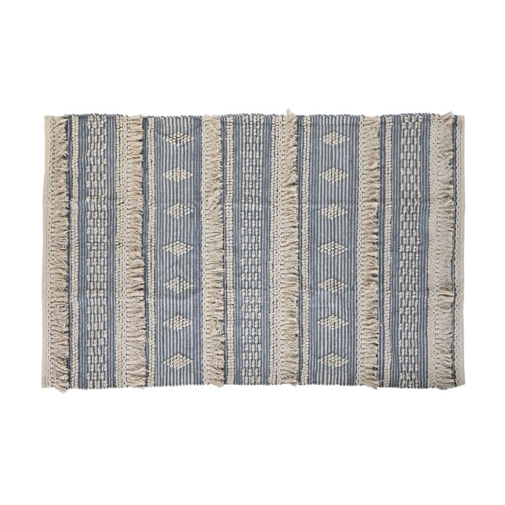 Χαλί DKD Home Decor 180 x 120 x 2 cm Μπλε βαμβάκι Λευκό Boho