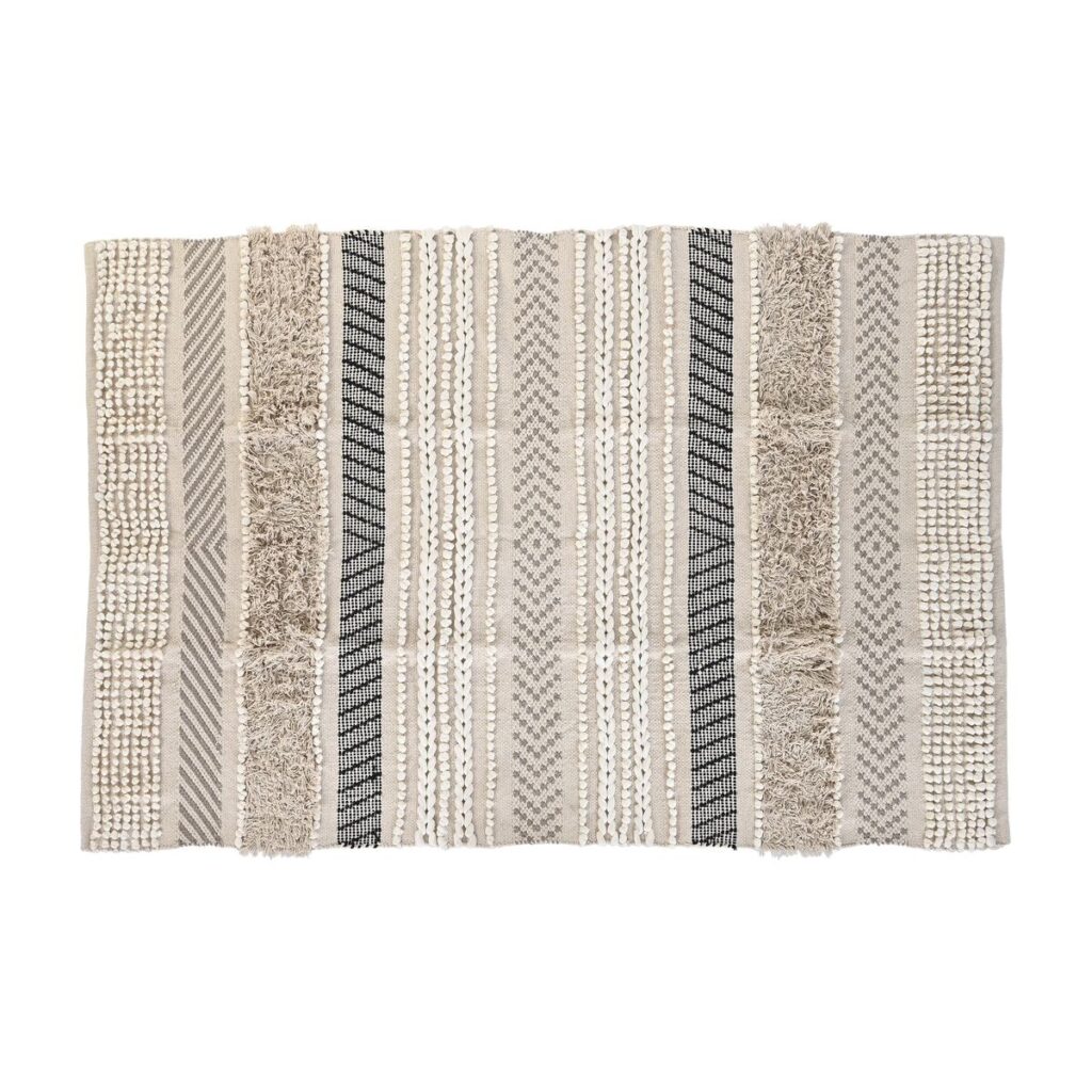 Χαλί DKD Home Decor 180 x 120 x 1 cm Μαύρο Μπεζ βαμβάκι Boho