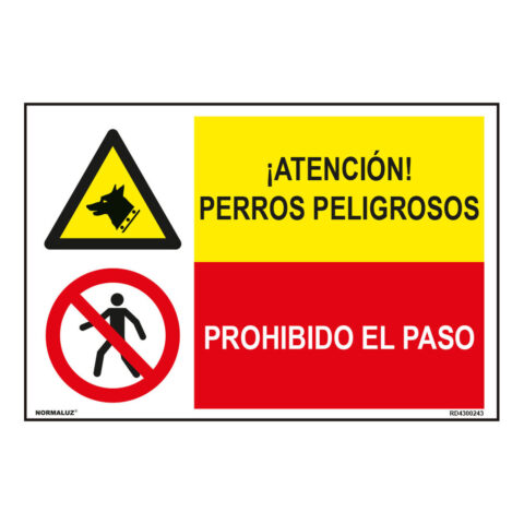 Ταμπέλα Normaluz Perros Peligrosos / Prohibido El Paso 60 x 40 cm