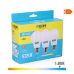 Pack of 3 LED bulbs EDM F 10 W E27 810 Lm Ø 6 x 10