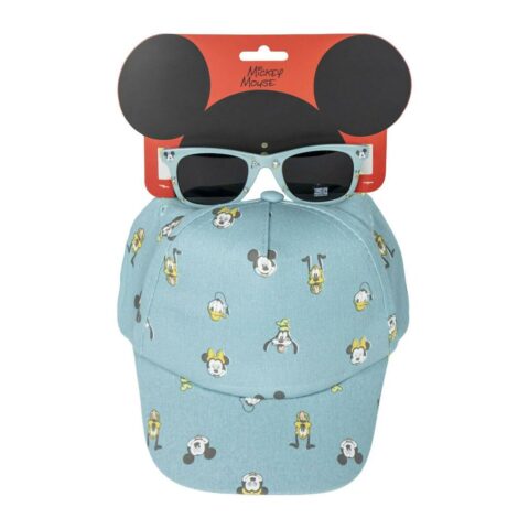 Σετ καπέλου και γυαλιών ηλίου Mickey Mouse 2 Τεμάχια Μπλε (54 cm)