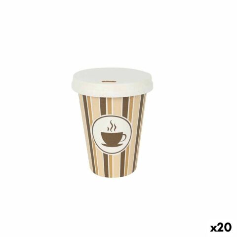 Σετ ποτηριών Algon Με καπάκι Αναλώσιμα Καφές Χαρτόνι 8 Τεμάχια 220 ml (20 Μονάδες)