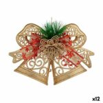 Χριστουγεννιάτικο Στολίδι Κουδούνια Κόκκινο Πράσινο Χρυσό PVC 28 x 23 x 5 cm (12 Μονάδες)