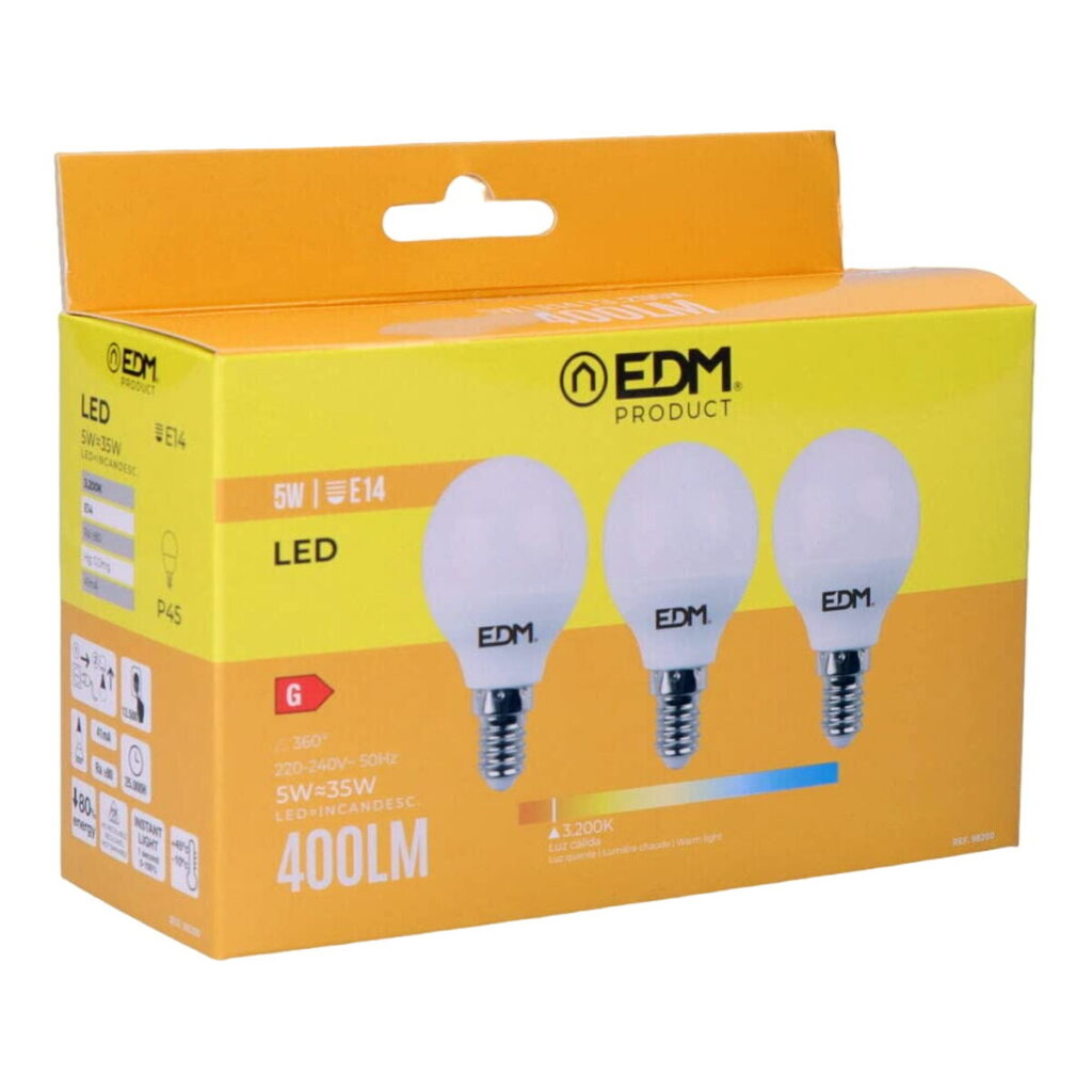 Pack of 3 LED bulbs EDM G 5 W E14 400 lm Ø 4