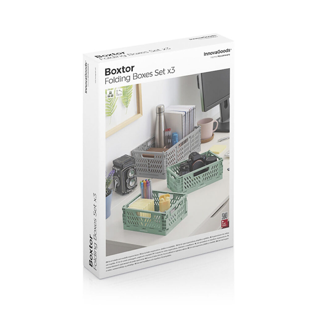 Σετ 3 αναδιπλούμενων και στοιβαγμένων κουτιών για τη Διοργάνωση Boxtor InnovaGoods