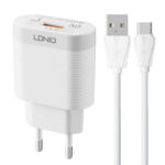 Wall charger LDNIO A303Q + cable USB-C 1m