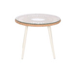 Σετ Τραπέζι με 2 Καρέκλες Home ESPRIT Λευκό Μπεζ Γκρι Μέταλλο Κρυστάλλινο συνθετικό ρατάν 55 x 55 x 47 cm