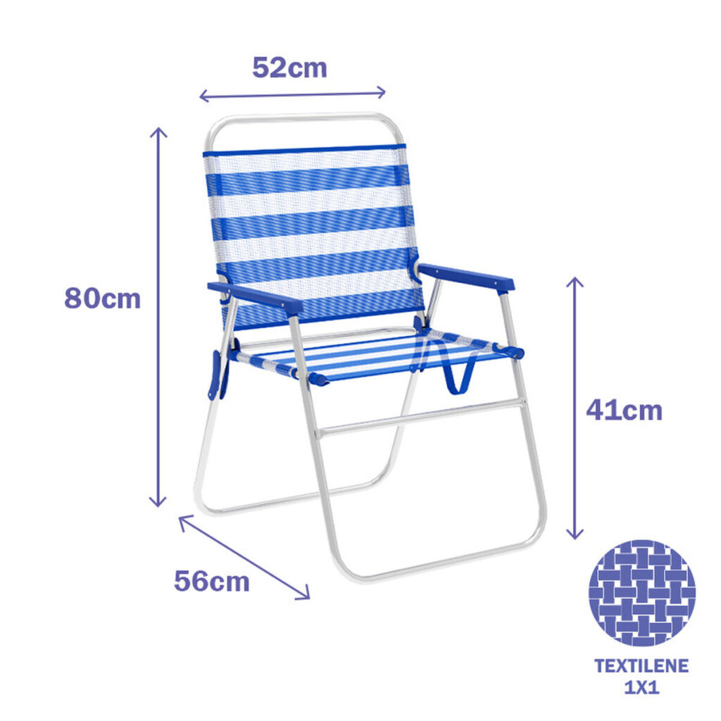 πτυσσόμενη καρέκλα Marbueno Ρίγες Μπλε Λευκό 52 x 80 x 56 cm