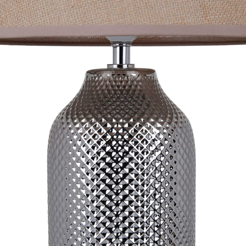 Επιτραπέζιο Φωτιστικό Μπεζ Ασημί Λινάτσα Κεραμικά 60 W 220 V 240 V 220-240 V 30 x 30 x 48 cm