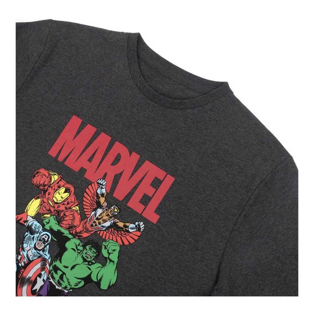 Ανδρική Μπλούζα με Κοντό Μανίκι Marvel Γκρι Σκούρο γκρίζο Ενήλικες