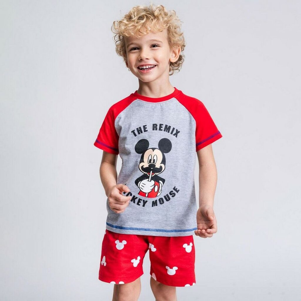 Kαλοκαιρινή παιδική πιτζάμα Mickey Mouse Κόκκινο Γκρι