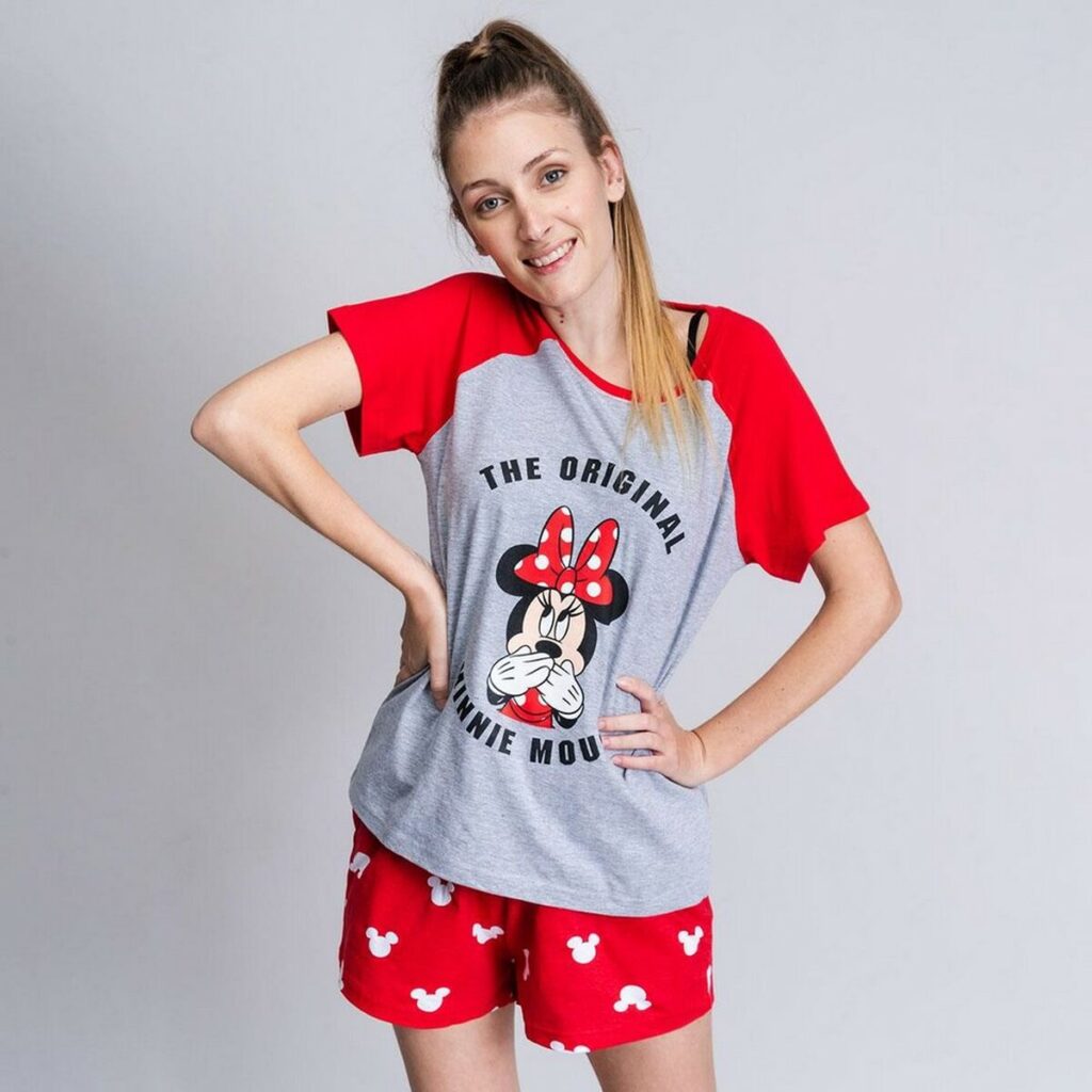 Kαλοκαιρινή παιδική πιτζάμα Minnie Mouse Κόκκινο Γυναίκα Γκρι