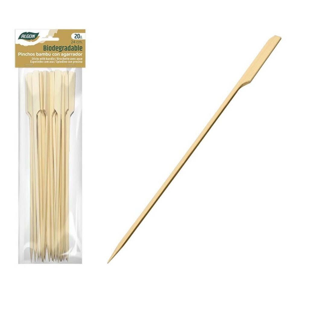 Σετ Σκευών για Σουβλάκια για Μπάρμπεκιου Algon Bamboo 24 cm 20 Τεμάχια (24 Μονάδες)