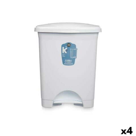 Κάδος Απορριμμάτων με Πεντάλ Λευκό Πλαστική ύλη 30 L (4 Μονάδες)