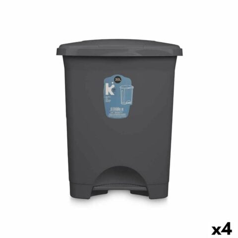Κάδος Απορριμμάτων με Πεντάλ Ανθρακί Πλαστική ύλη 30 L (4 Μονάδες)