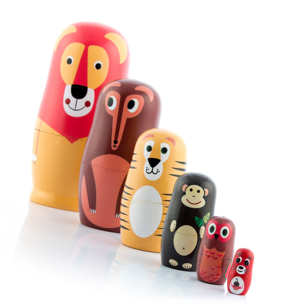 Ξύλινο Matryoshka με Εικόνες από Ζώα Funimals InnovaGoods 11 Τεμάχια