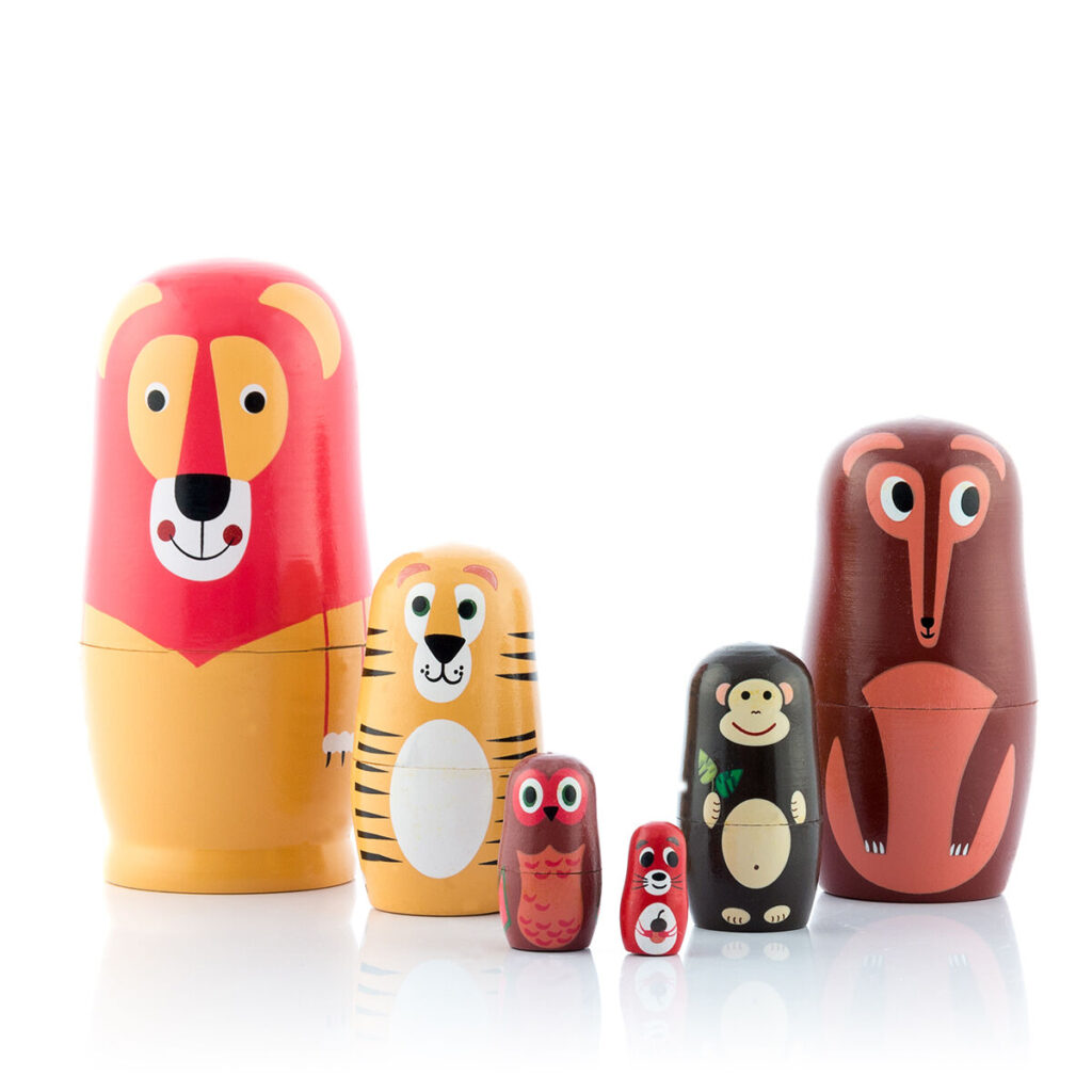 Ξύλινο Matryoshka με Εικόνες από Ζώα Funimals InnovaGoods 11 Τεμάχια