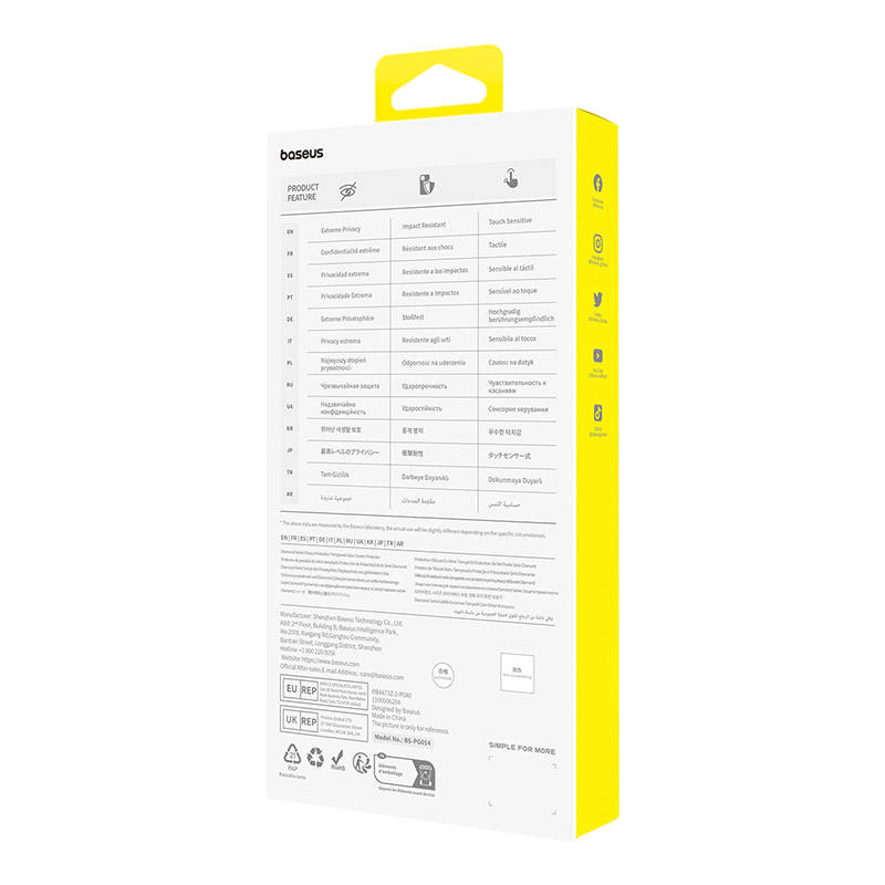 Baseus Προστατευτικό Οθόνης Tempered Glass Diamond με Φίλτρο Ιδιωτικότητας για iPhone 15 Plus (Διαφανές)
