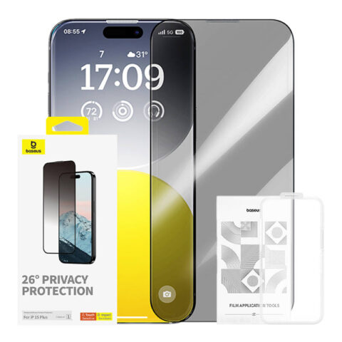 Baseus Προστατευτικό Οθόνης Tempered Glass Diamond με Φίλτρο Ιδιωτικότητας για iPhone 15 Plus (Διαφανές)