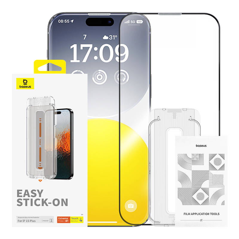 Baseus Προστατευτικό Οθόνης Tempered Glass Sapphire με Φίλτρο Ιδιωτικότητας για iPhone 15 Plus (Διαφανές)