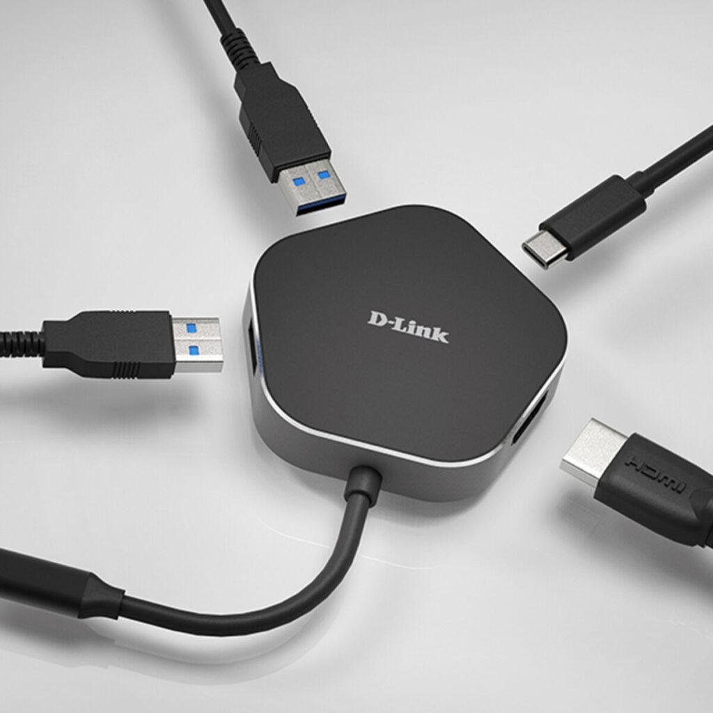Hub USB 3 Θύρες D-Link DUB-M420 Μαύρο/Γκρι Μαύρο/Ασημί 60 W
