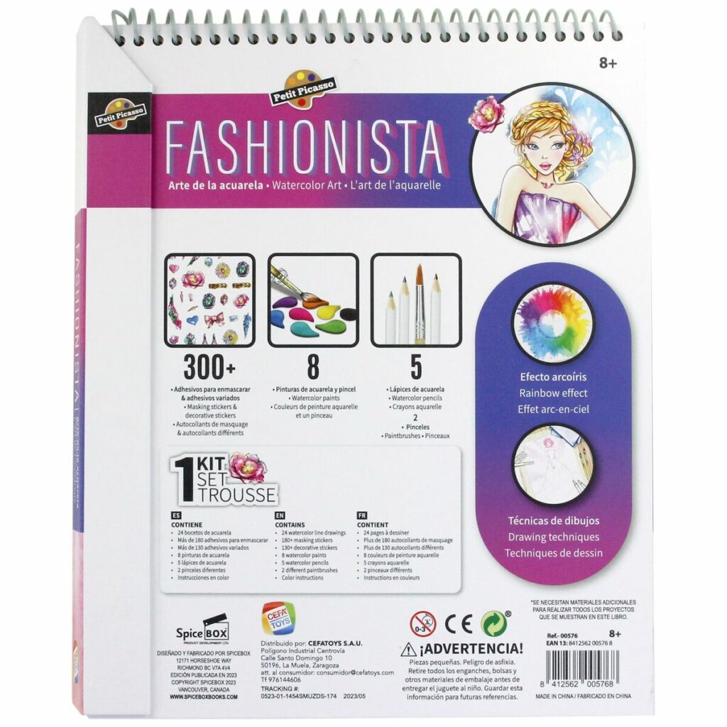 Σημειωματάριο με Σχέδια για Χρωματισμό Cefatoys Fashionista