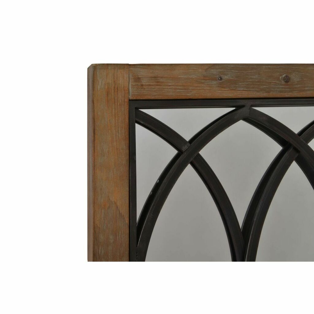 Τοίχο καθρέφτη DKD Home Decor Μαύρο Μέταλλο Καφέ Σημύδα Παράθυρο (60 x 3 x 160 cm)