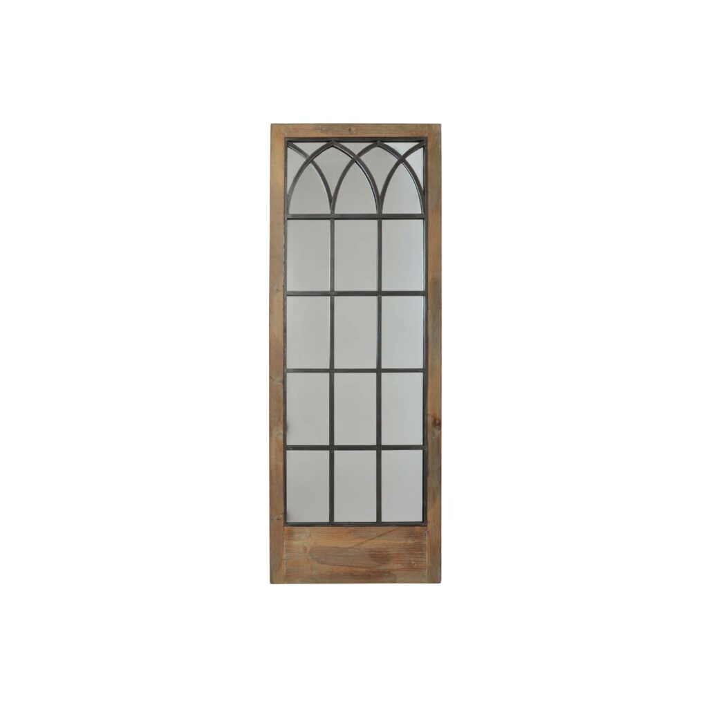 Τοίχο καθρέφτη DKD Home Decor Μαύρο Μέταλλο Καφέ Σημύδα Παράθυρο (60 x 3 x 160 cm)