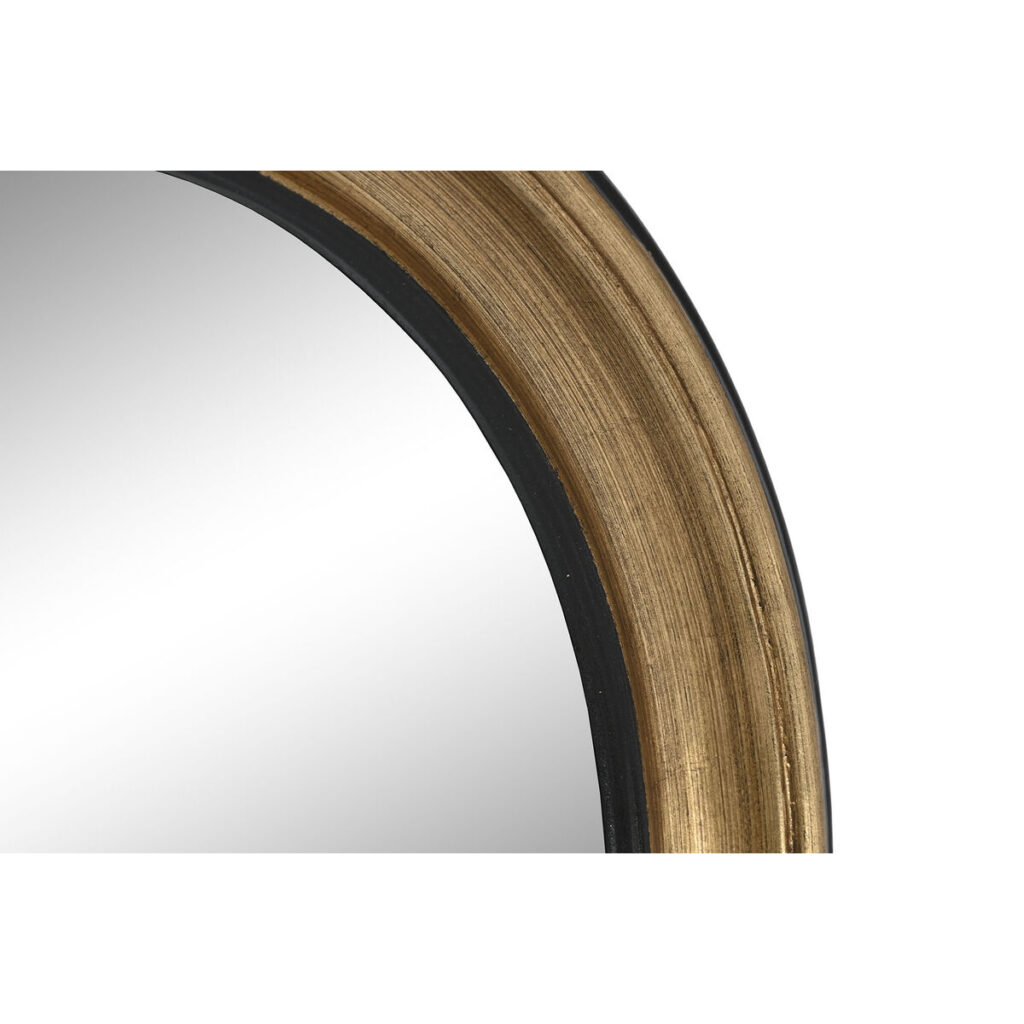Τοίχο καθρέφτη Home ESPRIT Μαύρο Χρυσό Ρητίνη Καθρέφτης Ρομαντικό 44 x 5 x 44 cm
