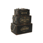 Κουτιά αποθήκευσης Home ESPRIT Μαύρο ξύλο ελάτου 38 x 24 x 20 cm 3 Τεμάχια