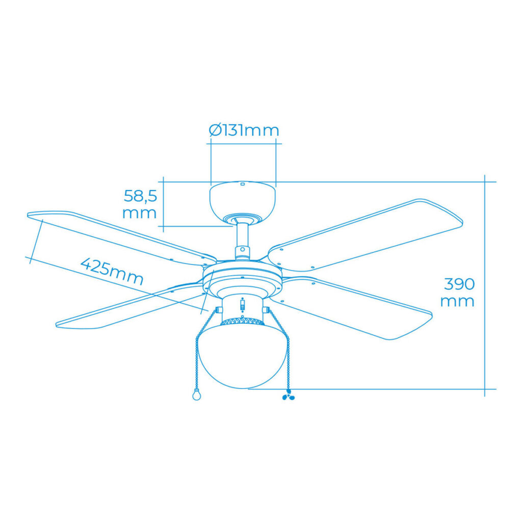 Ανεμιστήρας Οροφής με Φως EDM 33801 Caribe Ασημί 50 W