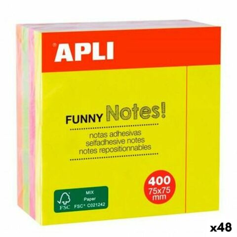 Συγκολλητικές Σημειώσεις Apli Funny Πολύχρωμο 75 x 75 mm (48 Μονάδες)