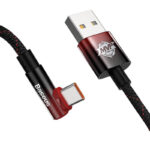Kabel USB do USB-C kątowy Baseus Elbow 1m 100W (czarno-czerwony)