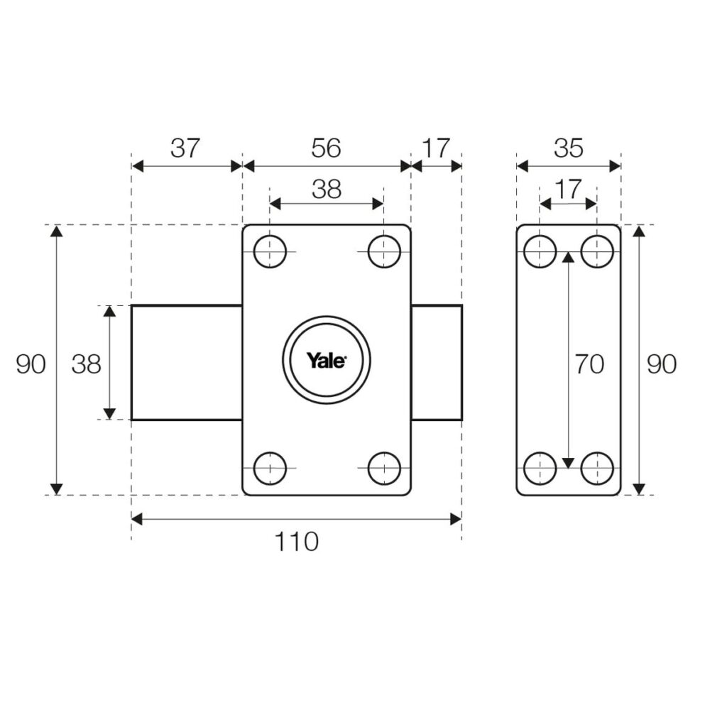 Κλείδωμα Yale YV25BT-40 Μπεζ Μέταλλο Πόρτες Ø 23 mm