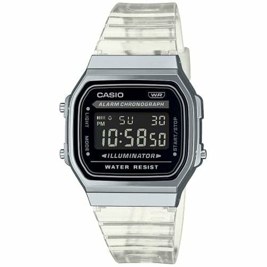 Unisex Ρολόγια Casio VINTAGE COLLECTION - TRANSPARENT BAND - BLACK Μαύρο Ασημί (Ø 36 mm)