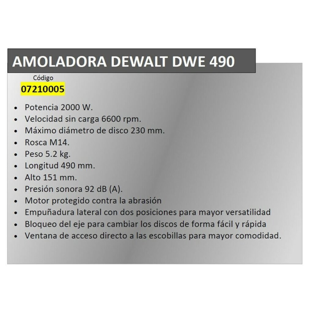 Γωνιακός μύλος Dewalt DWE490 2000 W