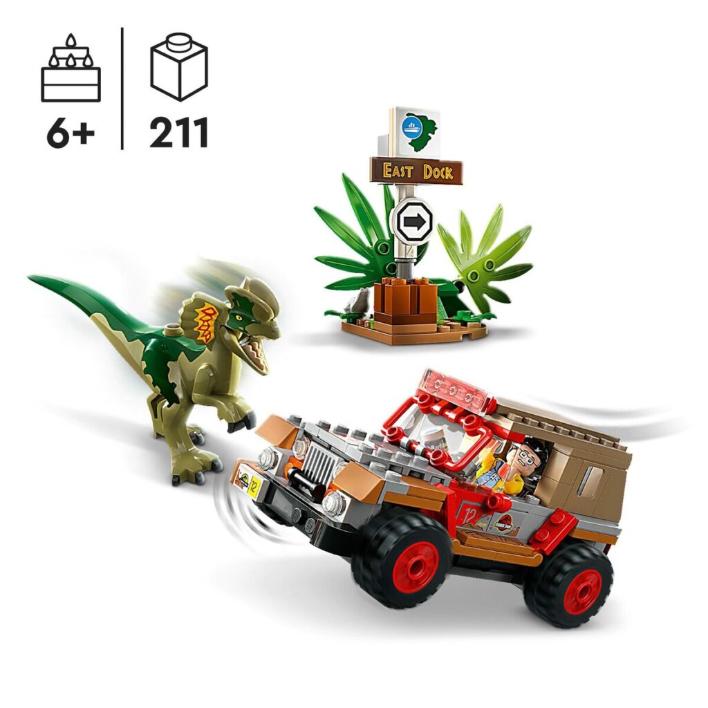 Playset Lego Jurassic Park 30th Anniversary 76958 Dilophosaurus Ambush 211 Τεμάχια