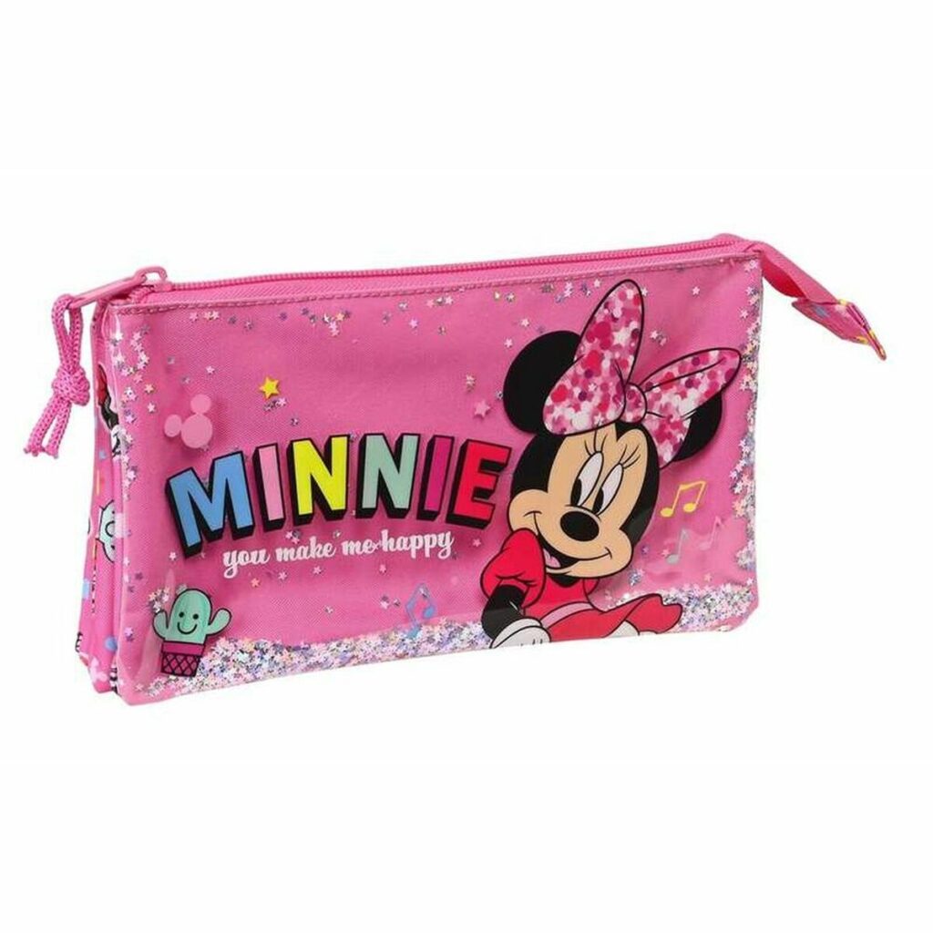 Τριπλή Κασετίνα Minnie Mouse Lucky Ροζ 22 x 12 x 3 cm