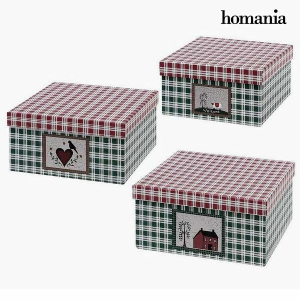 Διακοσμητικό κουτί Homania (3 uds) Πράσινο Χαρτόνι (3 Τεμάχια) (3 Μονάδες) (1 μονάδα)